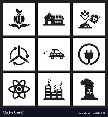 Concept flat icons in black and white ecology vector image