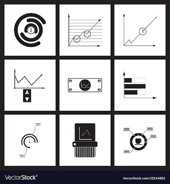 Concept flat icons in black and white economy vector image