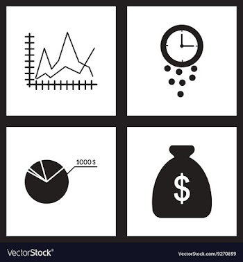 Concept flat icons in black and white finance vector image