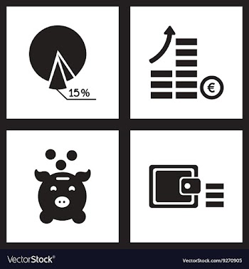 Concept flat icons in black and white finance vector image
