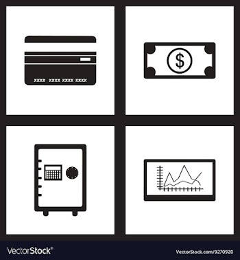 Concept flat icons in black and white finance vector image