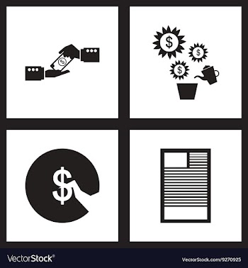Concept flat icons in black and white finance vector image