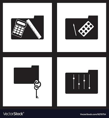 Concept flat icons in black and white folders vector image