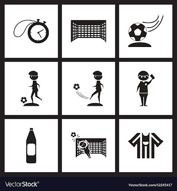Concept flat icons in black and white football vector image