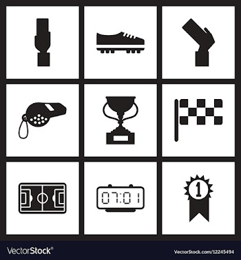 Concept flat icons in black and white football vector image