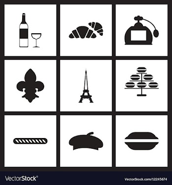 Concept flat icons in black and white France vector image