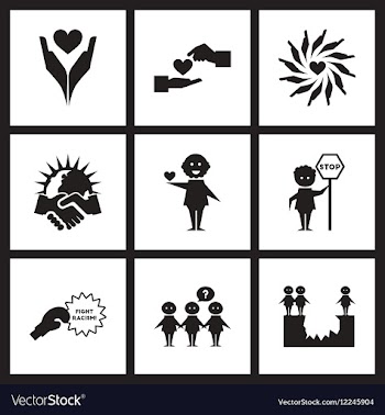 Concept flat icons in black and white friendship vector image