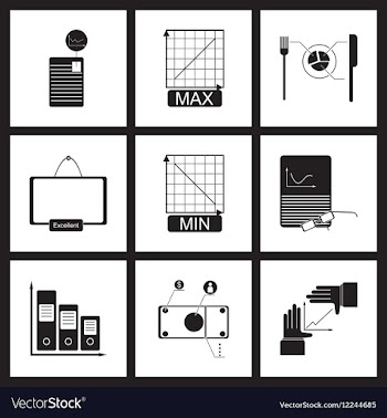 Concept flat icons in black and white infographics vector image