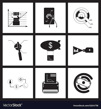 Concept flat icons in black and white infographics vector image