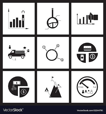 Concept flat icons in black and white infographics vector image
