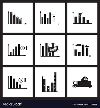 Concept flat icons in black and white infographics vector image