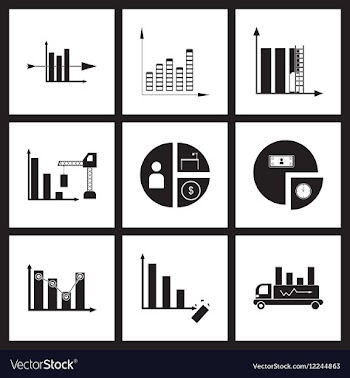 Concept flat icons in black and white infographics vector image