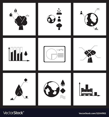 Concept flat icons in black and white infographics vector image