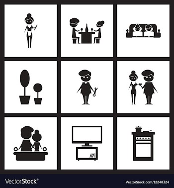 Concept flat icons in black and white love family vector image