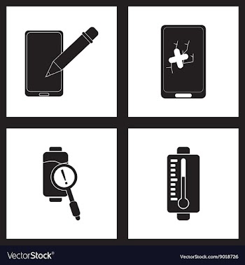 Concept flat icons in black and white mobile vector image