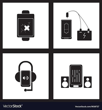 Concept flat icons in black and white mobile vector image