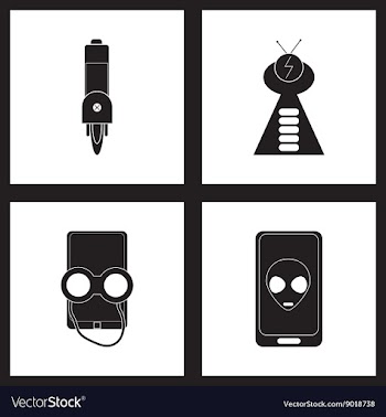 Concept flat icons in black and white mobile vector image