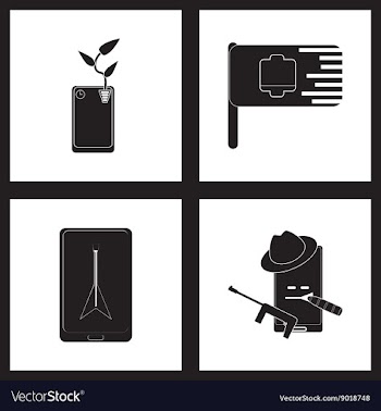 Concept flat icons in black and white mobile vector image