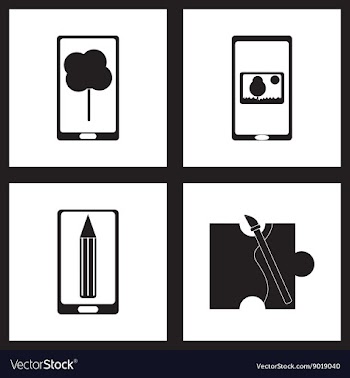 Concept flat icons in black and white mobile vector image