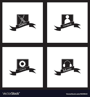 Concept flat icons in black and white mobile vector image