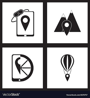 Concept flat icons in black and white mobile vector image