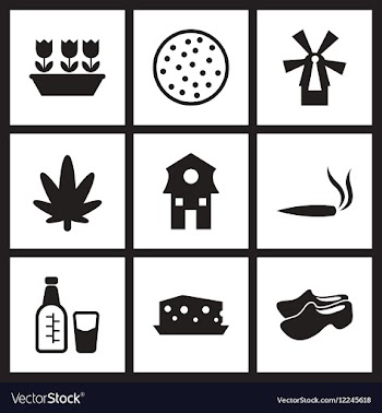 Concept flat icons in black and white Netherlands vector image