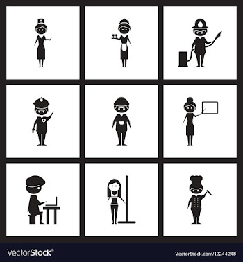 Concept flat icons in black and white professions vector image