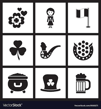 Concept flat icons in black and white St Patrick vector image