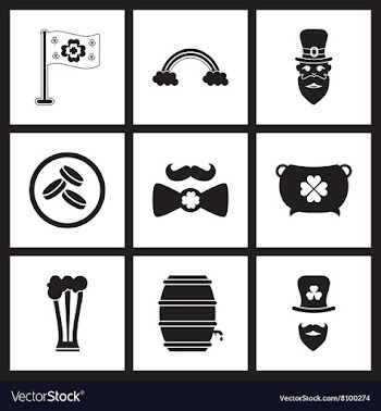 Concept flat icons in black and white St Patrick vector image