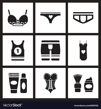Concept flat icons in black and white Underwear vector image