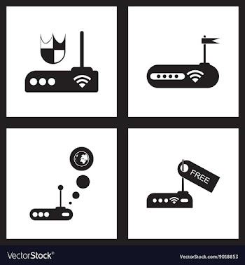 Concept flat icons in black and white Wi fi modem vector image