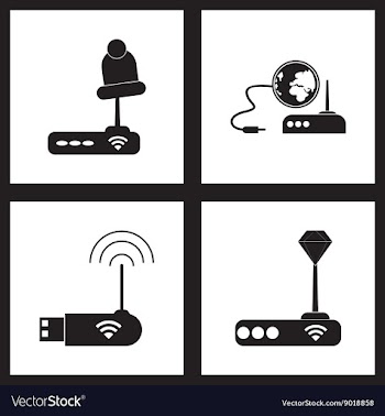 Concept flat icons in black and white Wi fi modem vector image