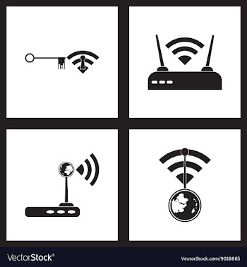 Concept flat icons in black and white Wi fi modem vector image