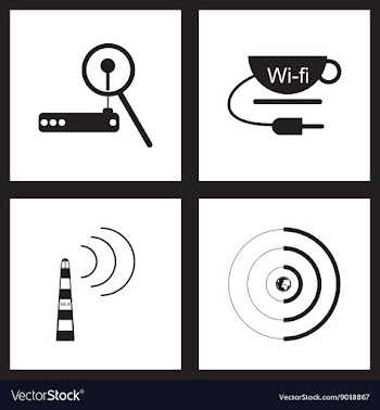 Concept flat icons in black and white Wi fi modem vector image