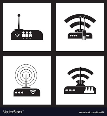 Concept flat icons in black and white Wi fi modem vector image