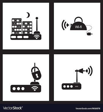Concept flat icons in black and white Wi fi modem vector image