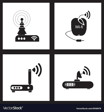 Concept flat icons in black and white Wi fi modem vector image