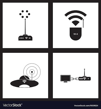 Concept flat icons in black and white Wi fi modem vector image