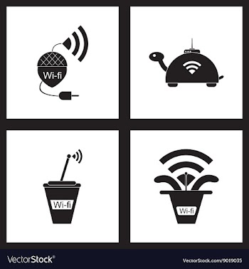 Concept flat icons in black and white Wi fi modem vector image