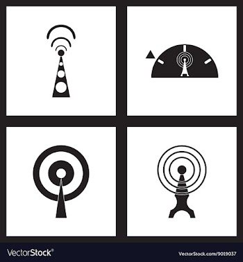Concept flat icons in black and white Wi fi modem vector image