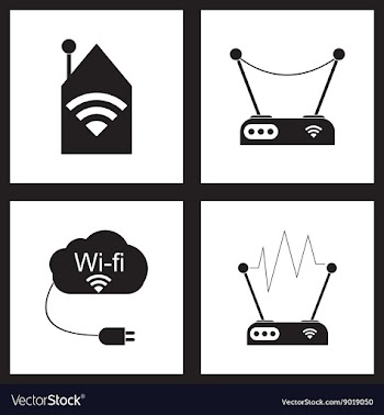 Concept flat icons in black and white Wi fi modem vector image
