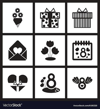 Concept flat icons in black and white Woman Day vector image