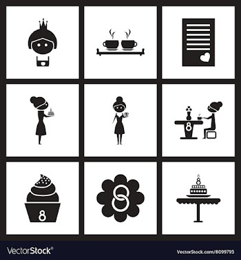 Concept flat icons in black and white women Day vector image