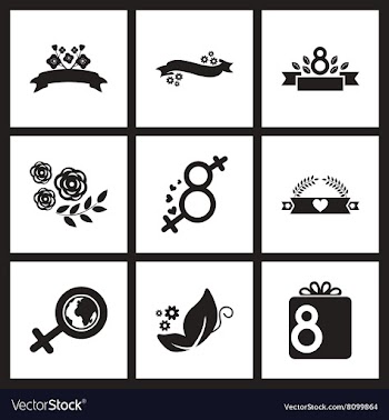 Concept flat icons in black and white women Day vector image