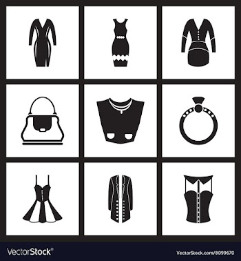 Concept flat icons in black and white women vector image