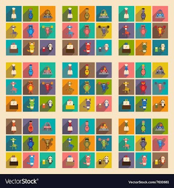 Concept flat icons with long shadow animals vector image