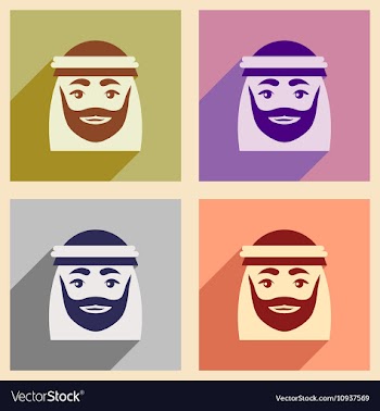 Concept flat icons with long shadow Arab men vector image