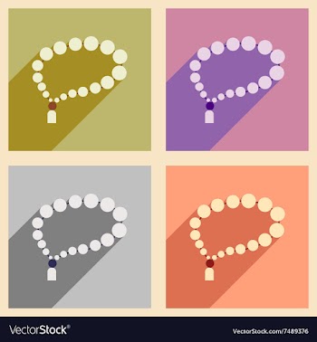 Concept flat icons with long shadow Arab rosary vector image