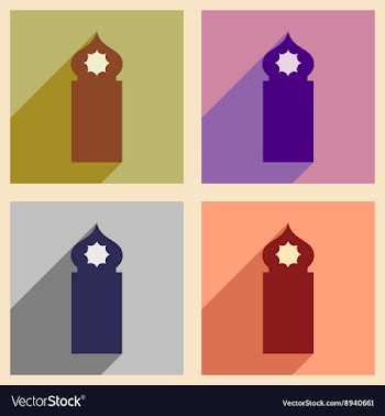 Concept flat icons with long shadow Arab tower vector image