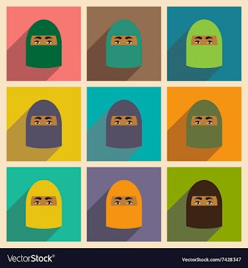 Concept flat icons with long shadow Arab woman vector image